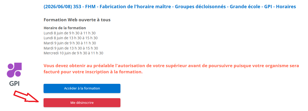 Désinscription plan de cours
