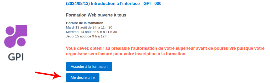 Bouton de désinscription