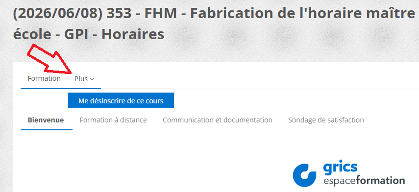 Me désinscrire à partir d'une formation.